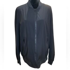 Tahari Classic Black Bomber Zip Up Lightweight Jacket